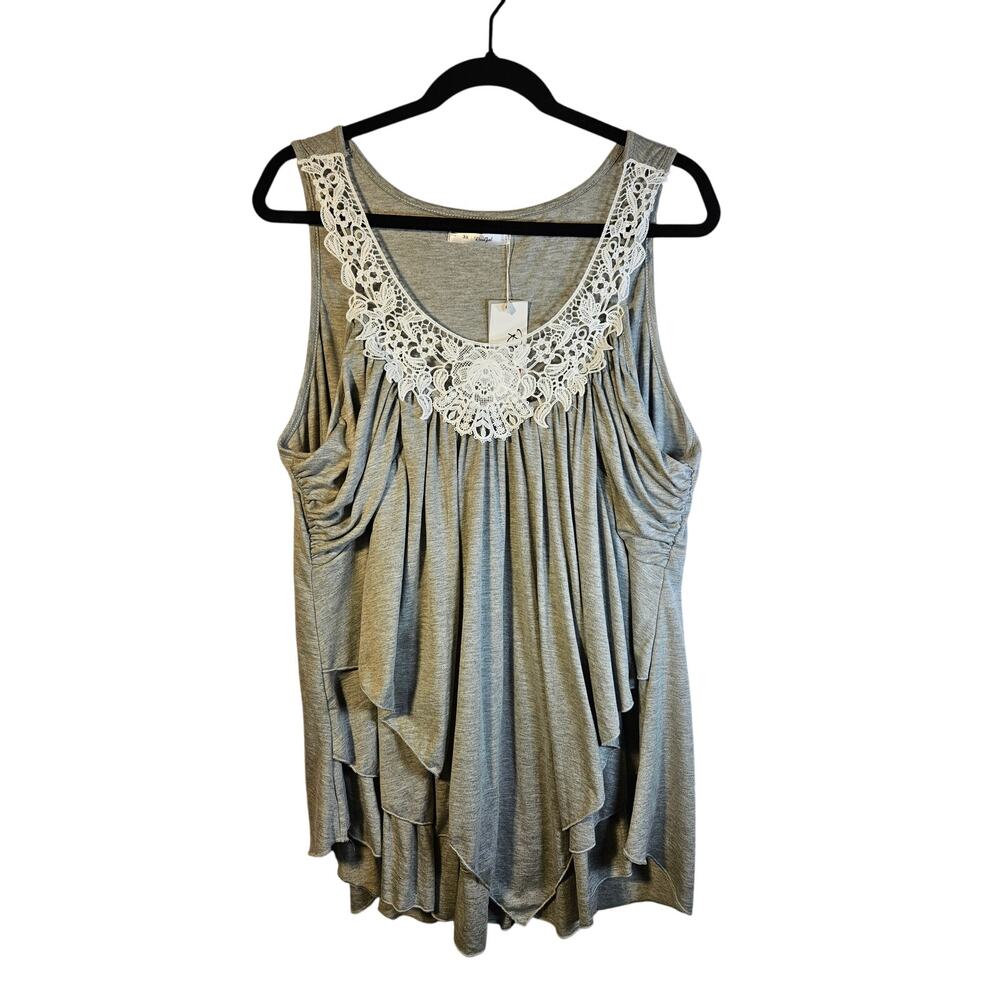 Rosegal Women's Tanktop Blouse Lace Flowy Front‎ Layers Size 3X NWT